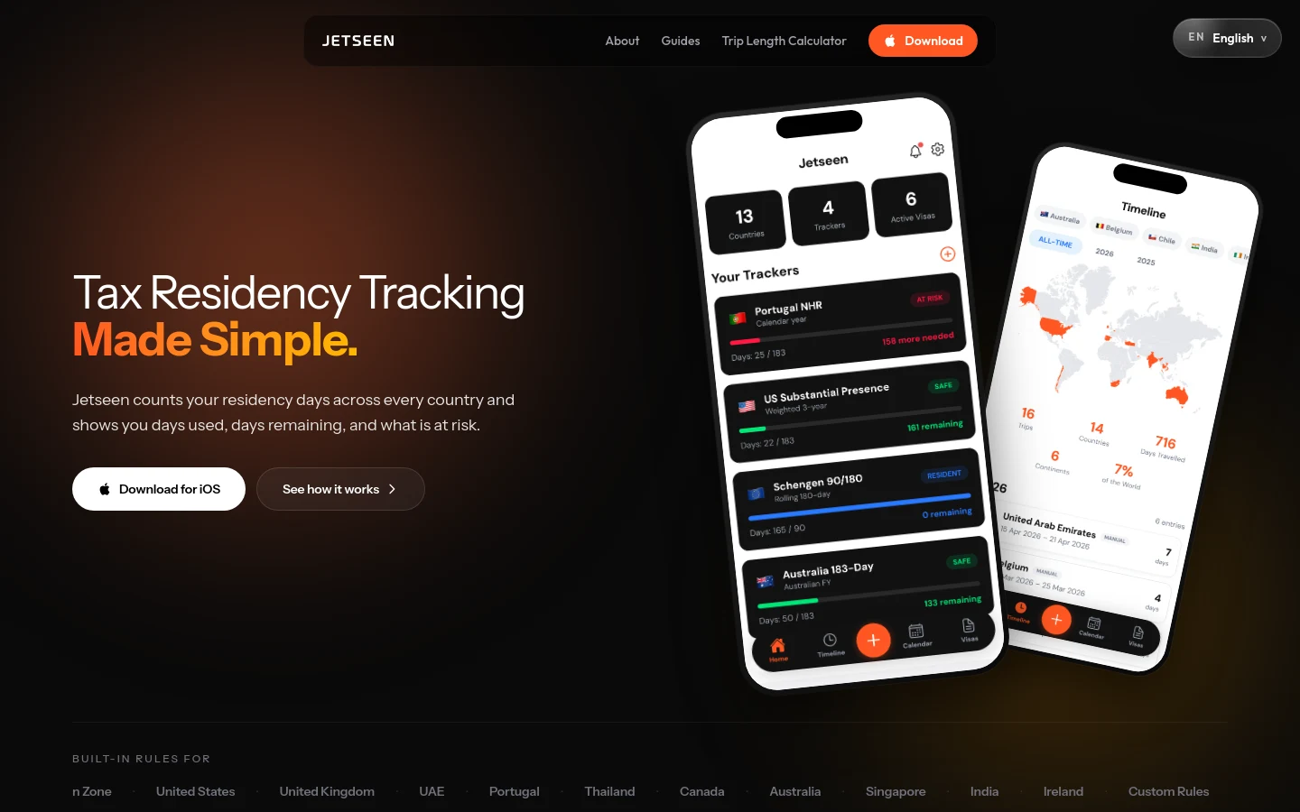 Jetseen desktop homepage screenshot